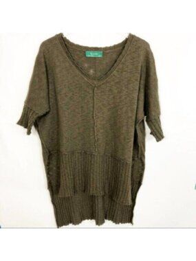 Signature 8 | Women's Green Slub Knit Hi Low Tunic Sweater Size Small